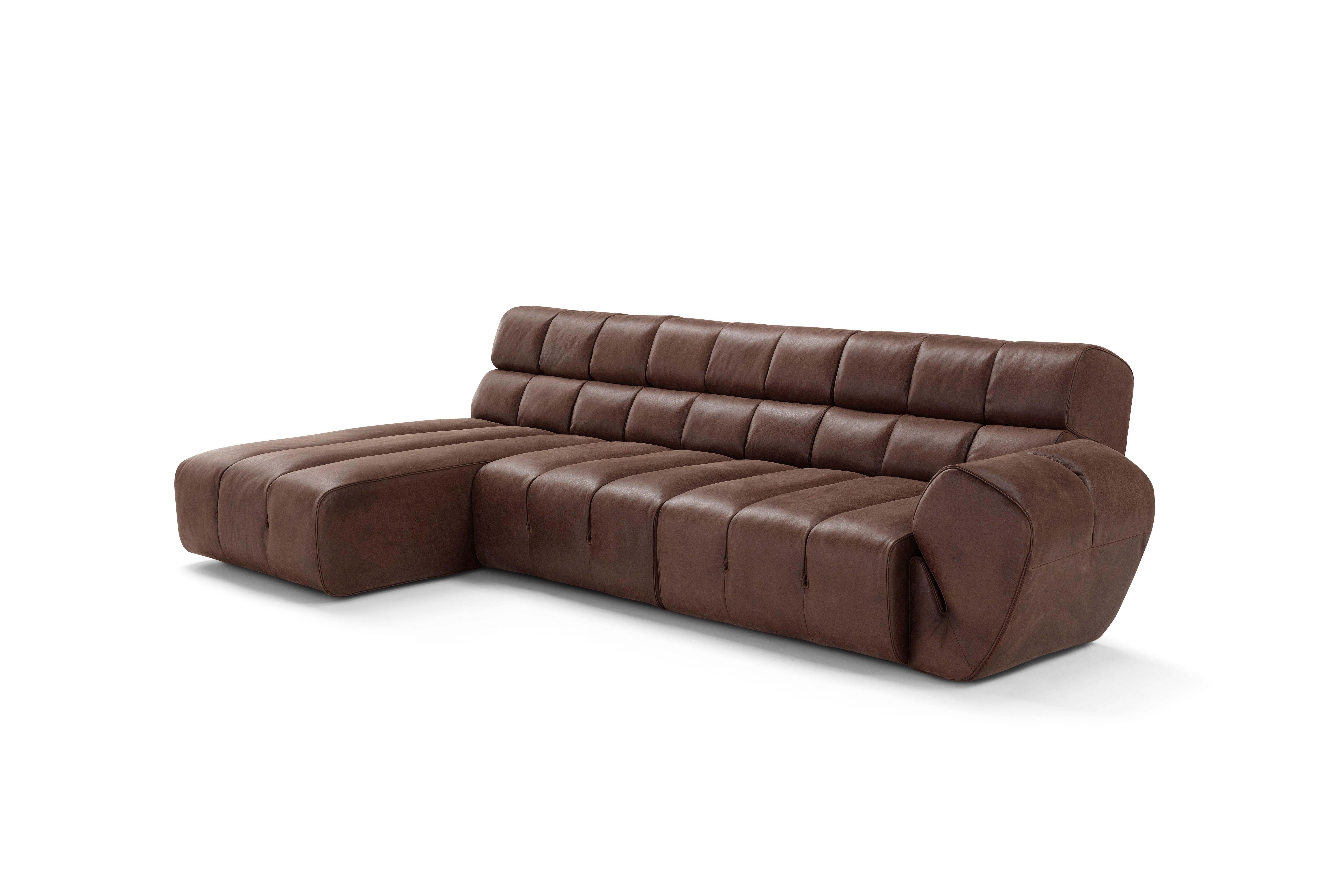 Modern Sofa 'Palmo' by Amura Lab, Leather Old Velvet, 2064 For Sale 5