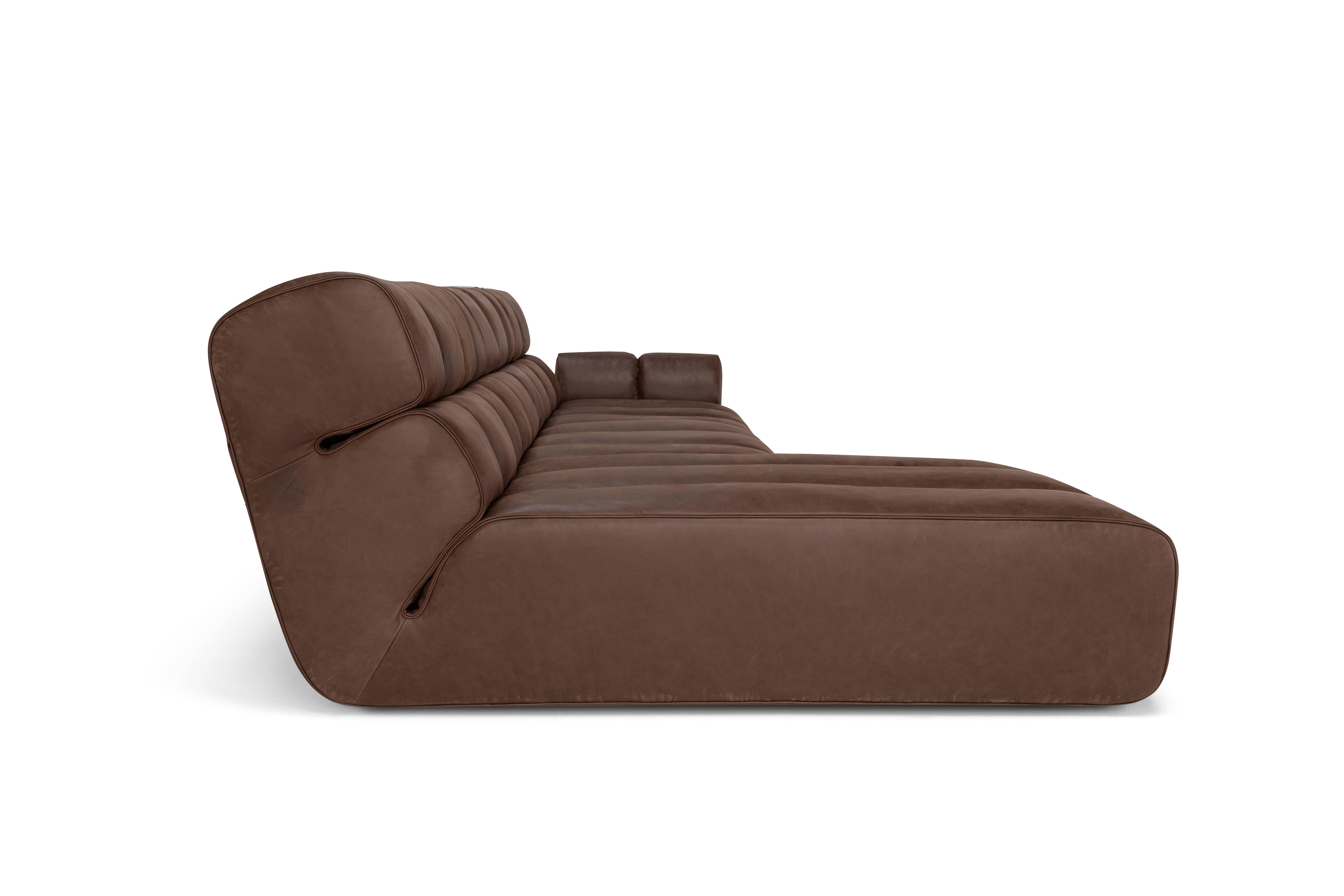Modern Sofa 'Palmo' by Amura Lab, Leather Old Velvet, 2064 For Sale 8