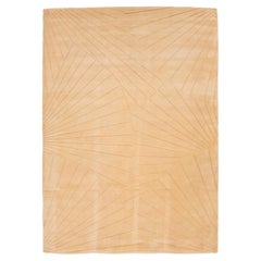Modern Soft Orange Geometric Wool Rug, Hand-Loomed Textured 10x14
