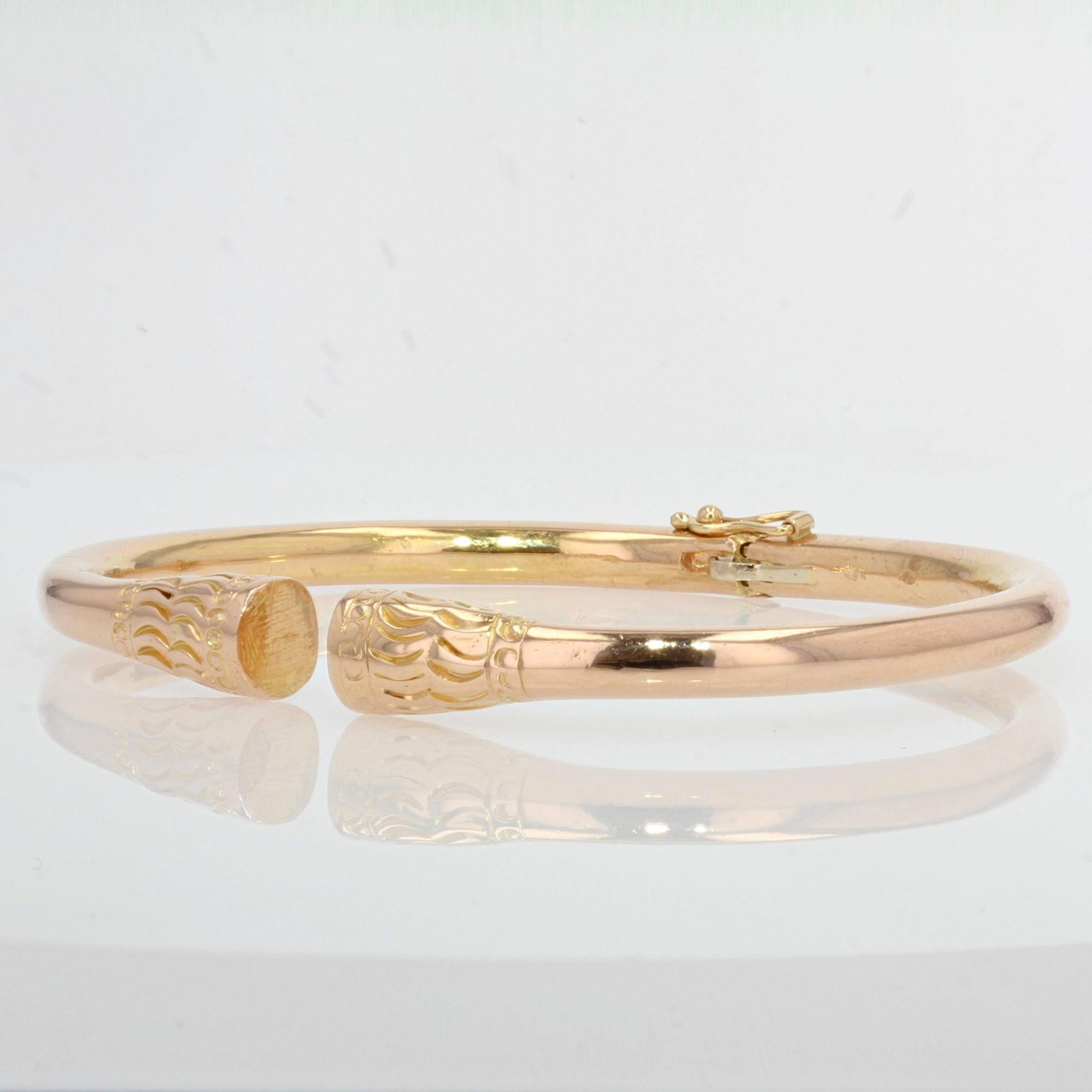 Modern Solid 18 Karat Rose Gold Bangle Bracelet In Good Condition For Sale In Poitiers, FR