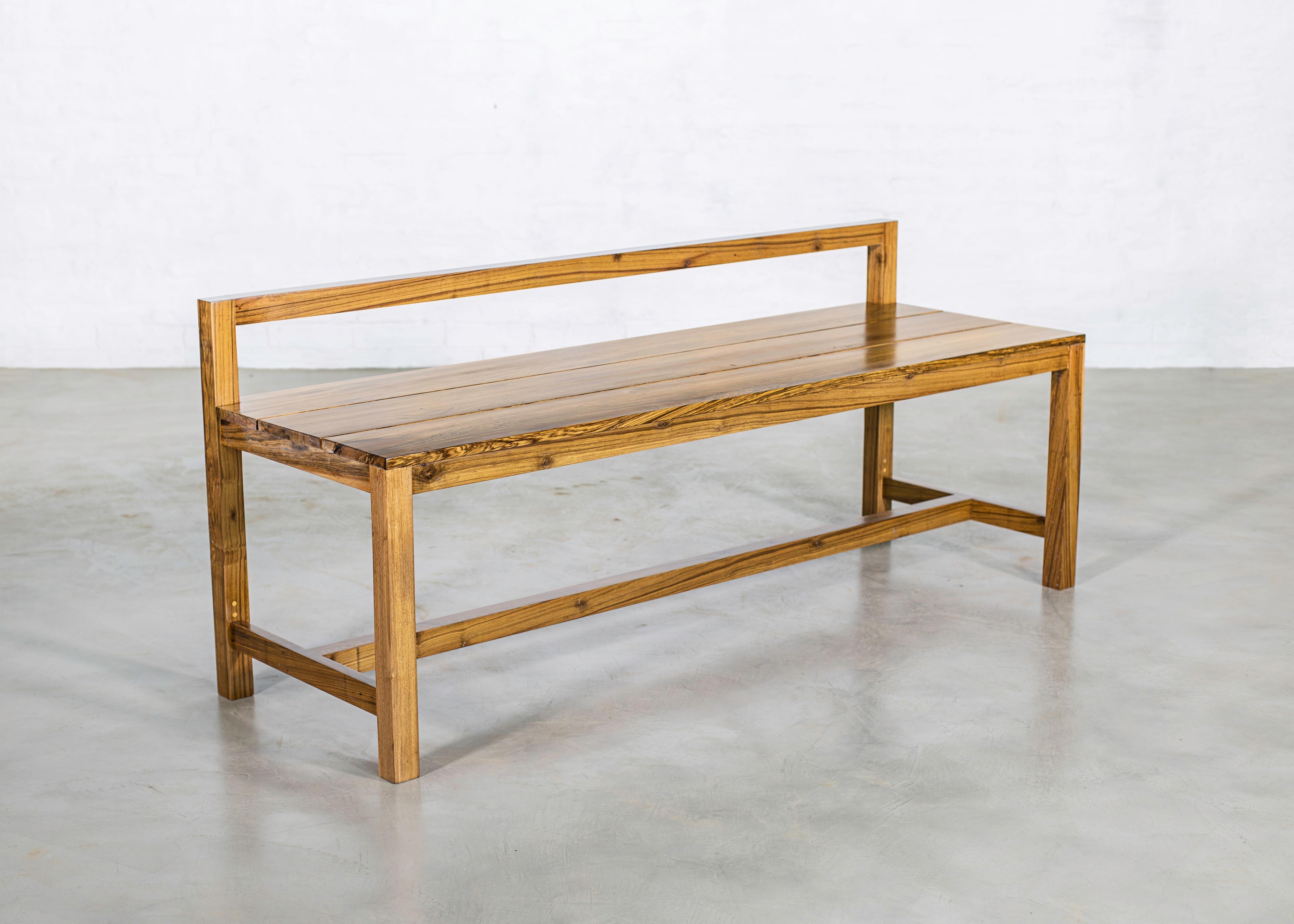 Part of the Serrano family, this solid wood bench gives a nod to the master artist and designer Donald Judd. Shown here in Argentine Rosewood but available in various materials or finishes for indoor or outdoor use.

Measurements are: 60