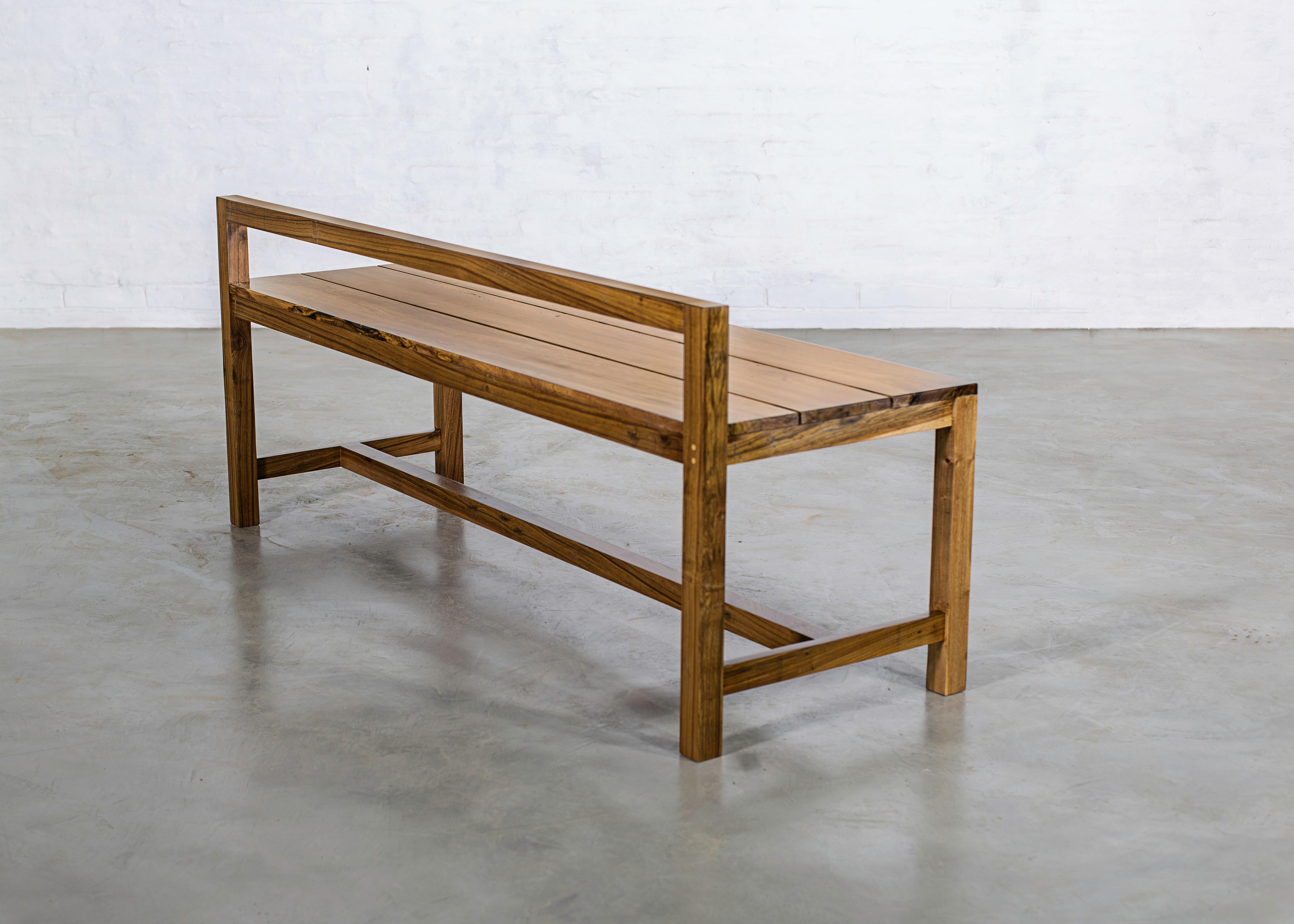 Modern Solid Argentine Rosewood Outdoor Bench by Costantini, Serrano In New Condition For Sale In New York, NY