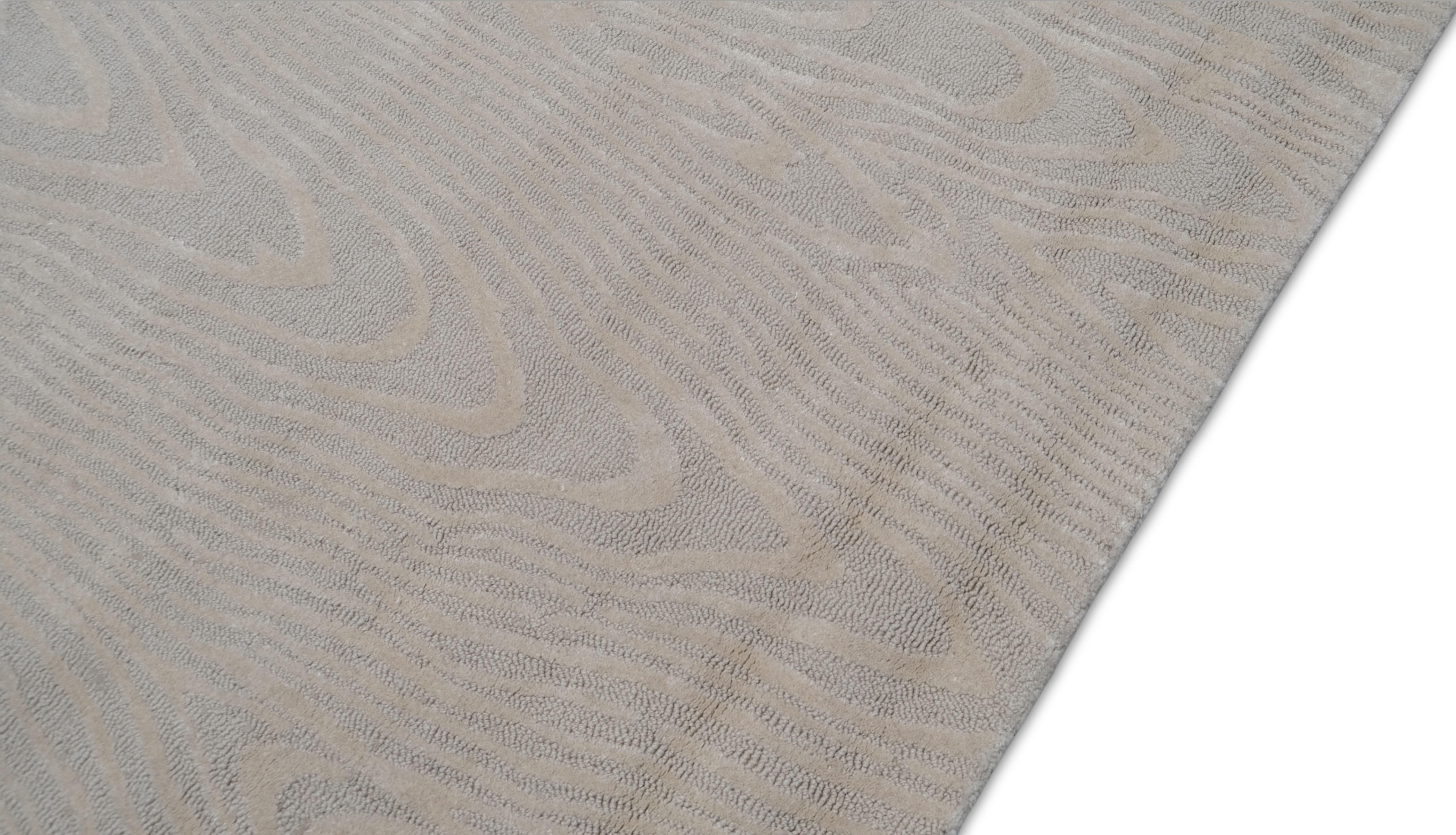 Moderner handgefertigter Wollteppich in massivem Beige, 9'x12' (Handgefertigt) im Angebot