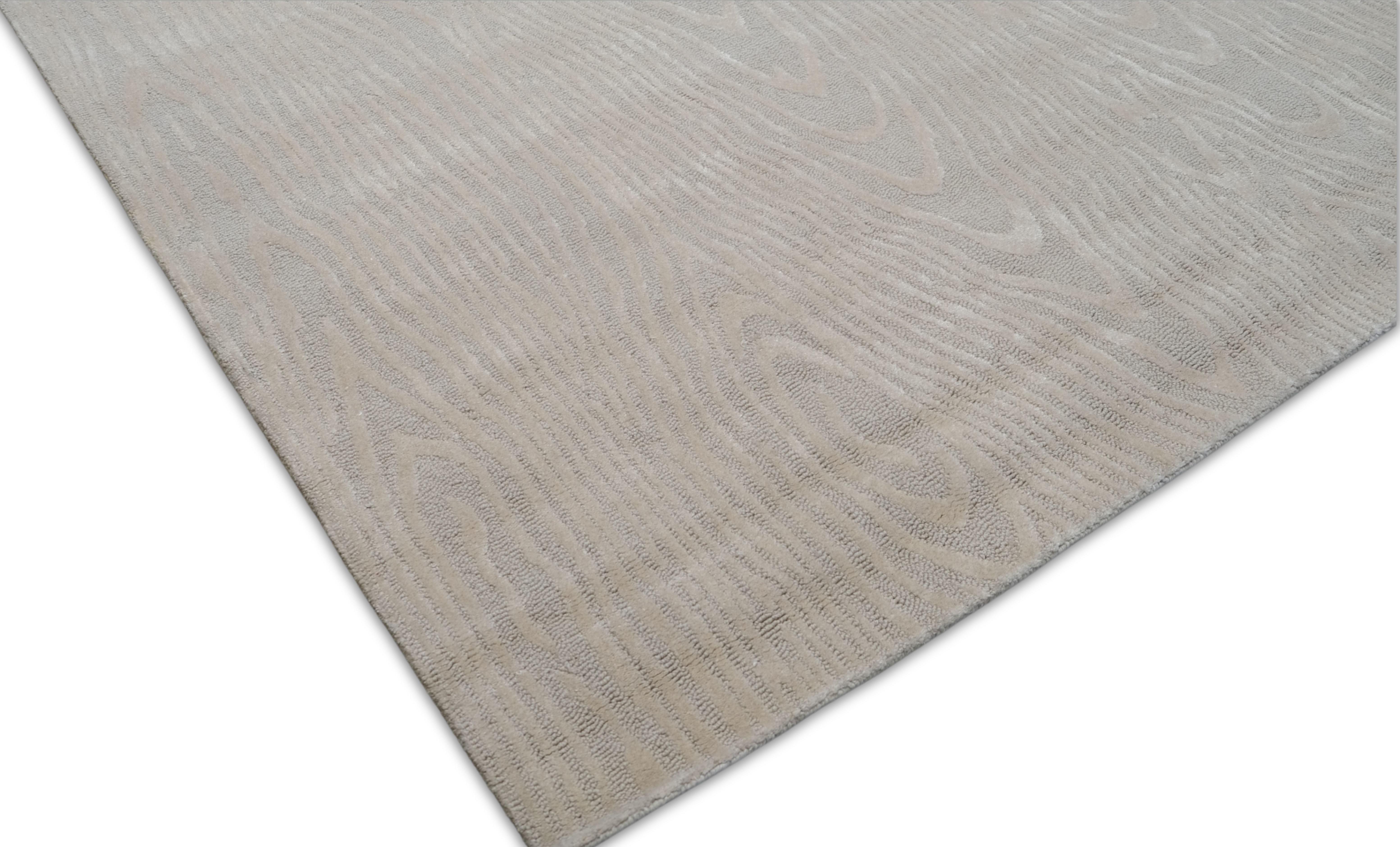 Moderner handgefertigter Wollteppich in massivem Beige, 9'x12' im Zustand „Neu“ im Angebot in Torrance, CA