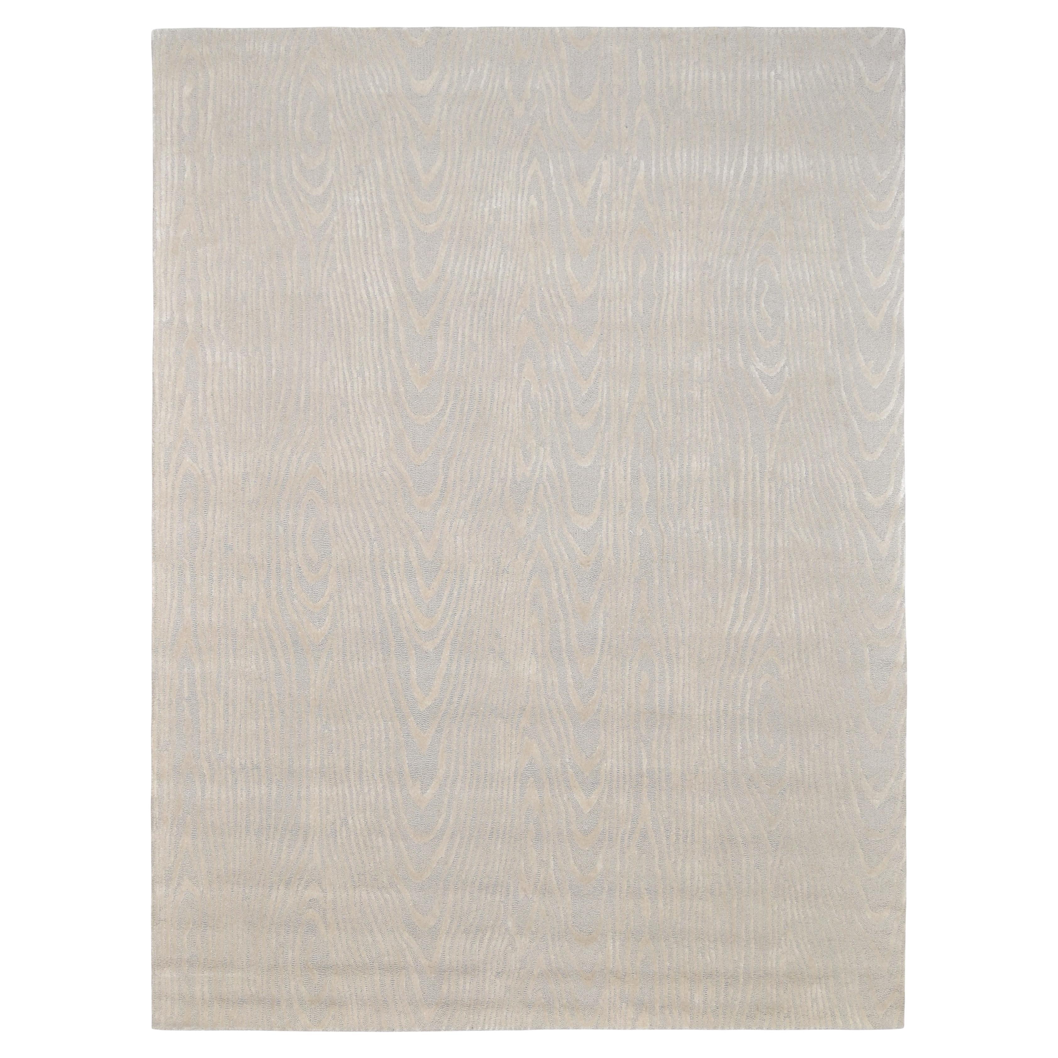 Modern Solid Beige Hand-Made Wool Rug 9'x12'