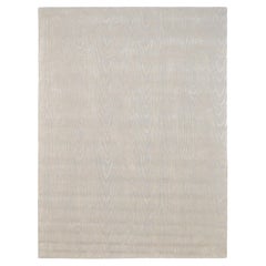 Modern Solid Beige Hand-Made Wool Rug 9'x12'