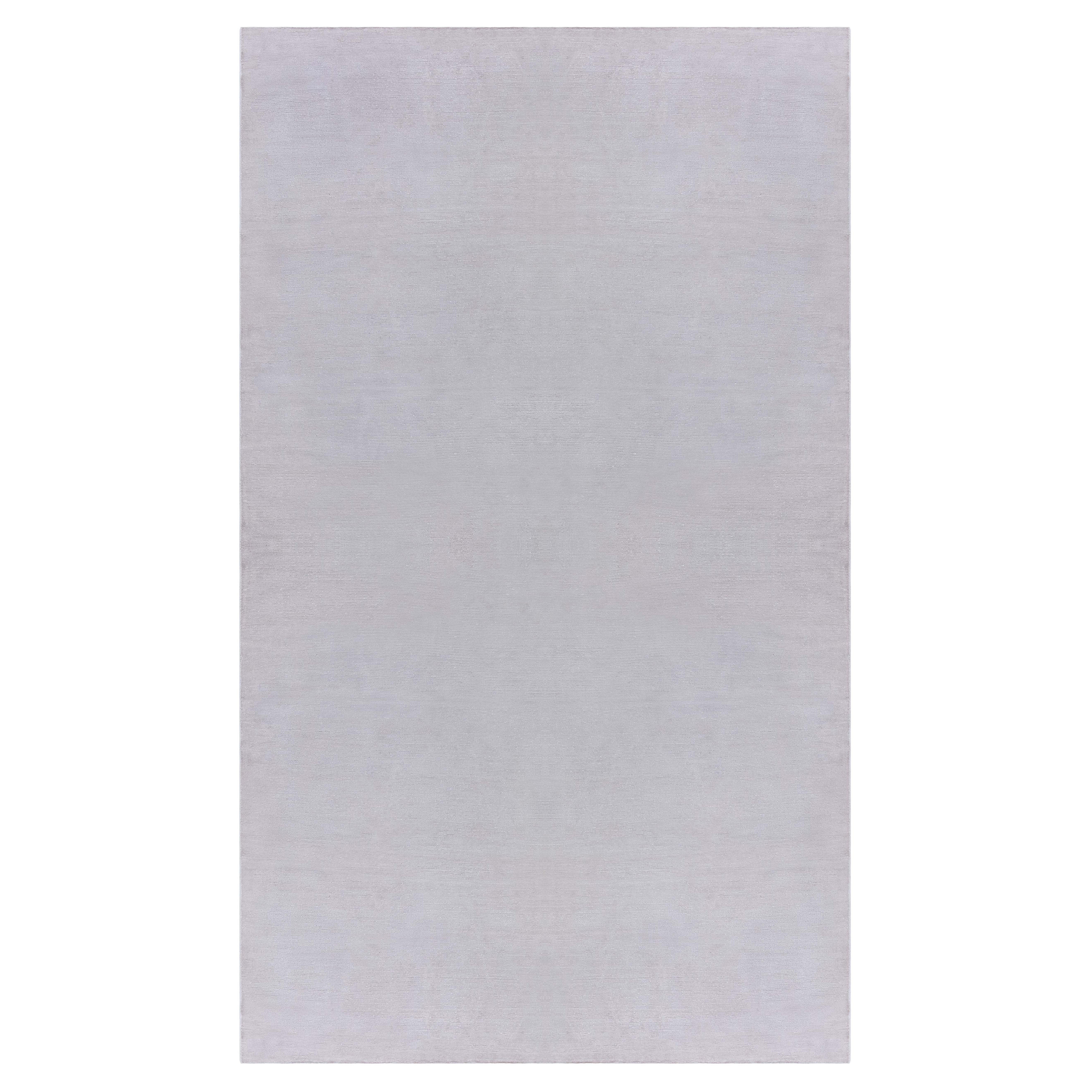 Moderner beigefarbener hochfloriger geknüpfter Teppich aus Seide und Wolle von Doris Leslie Blau