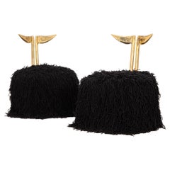 Chaise de salle à manger de luxe moderne en laiton massif, recouverte de laine noire Pair Egg Designs