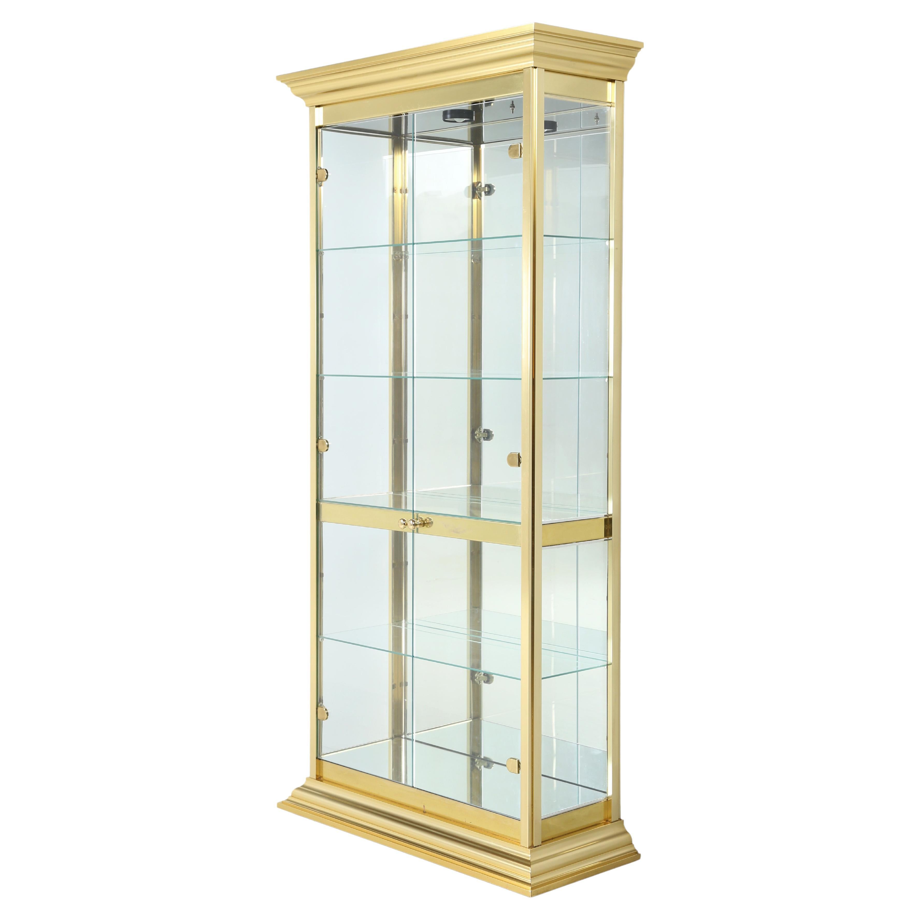 Modern Solid Brass Curio-Cabinet Made in America High Quality and Nice Details For Sale