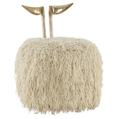 Modern Solid Brass, Handspun Wool Upholstered Luxury Dining Chair by Egg Designs