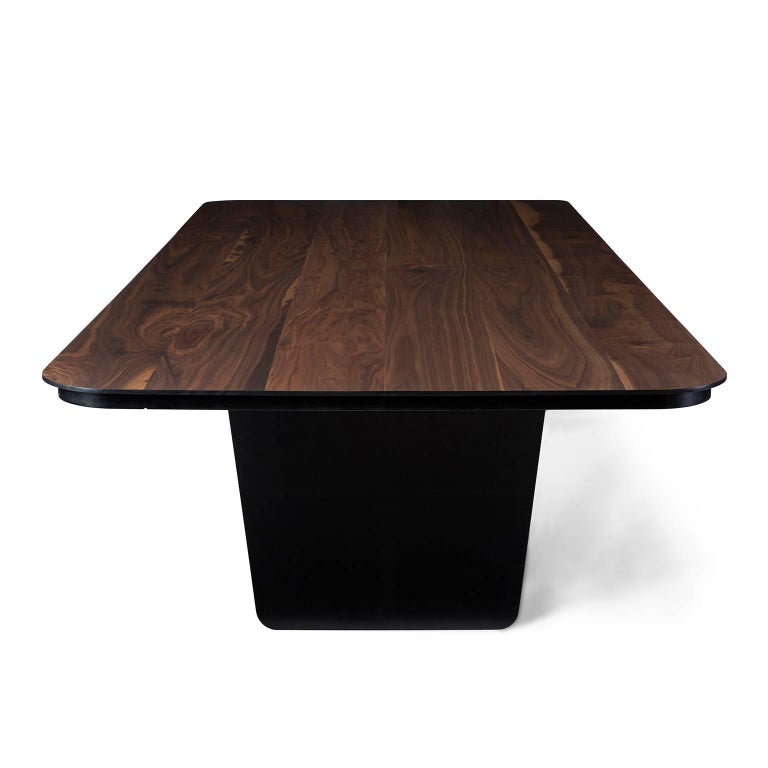 Modern Carbon Claro Table with Walnut Top and thin Carbon Fiber Legs by Tokio. For Sale at