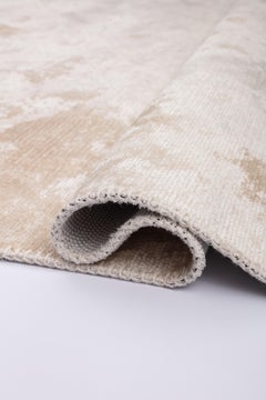 Moderner cremefarbener, elfenbeinfarbener, luxuriöser Vorleger mit optionalen Fransen