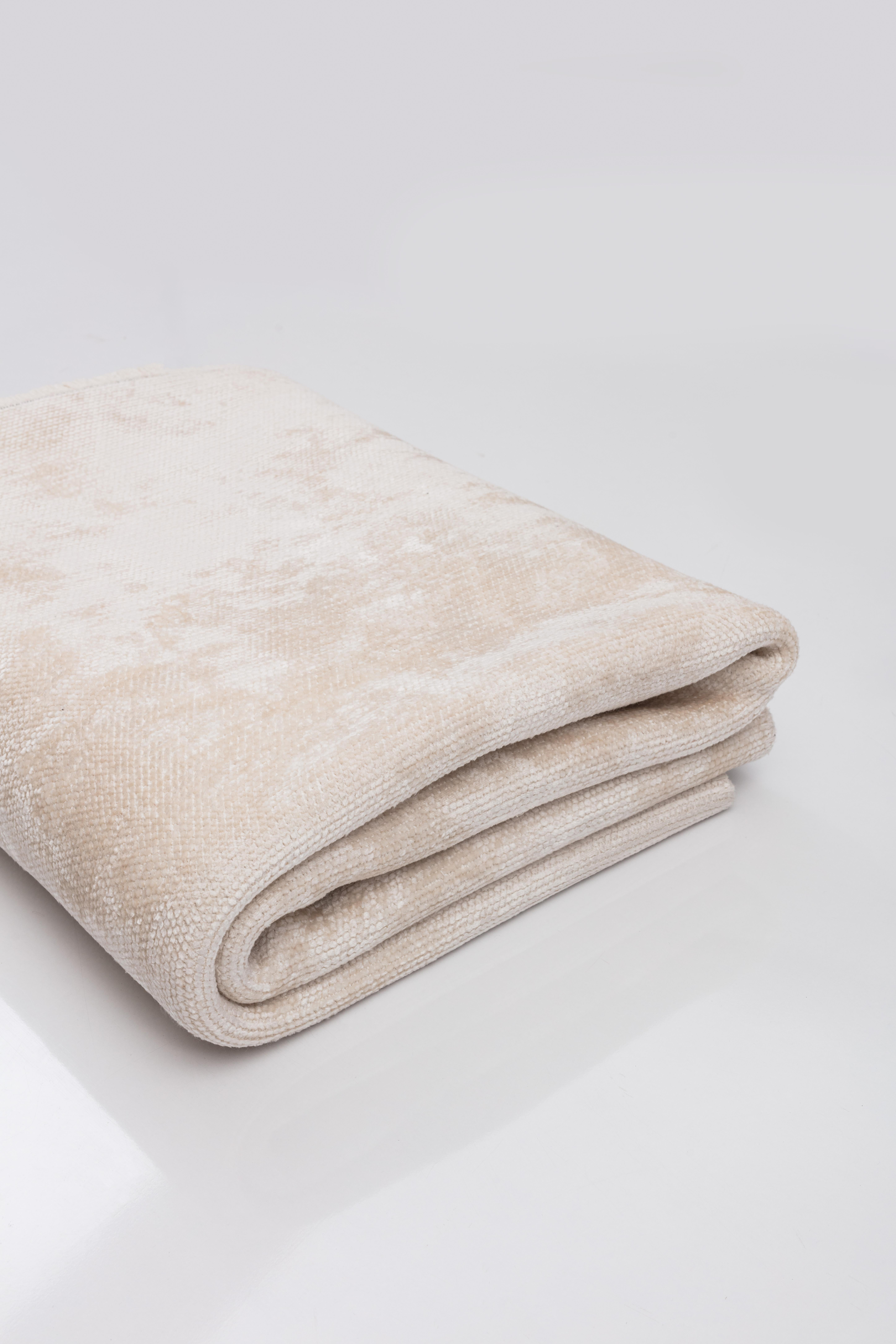 Alfombra de lujo moderna de color sólido crema marfil con flecos opcionales Turco en venta