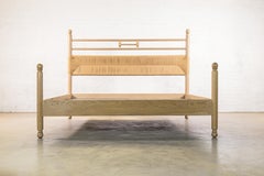 Turned Wood King Bed with Woven Rush Headboard from Costantini, Luigi 'in Stock'