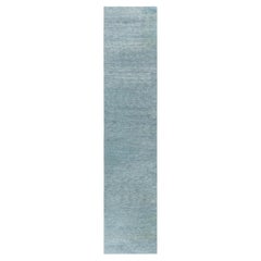 Modern Solid Light Blue Handmade Runner "Marea" by Doris Leslie Blau