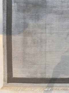 Modern Solid Light Gray Silk And Metal Rug "Chain" by Doris Leslie Blau