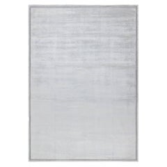 Modern Solid Light Gray Silk And Metal Rug "Chain" by Doris Leslie Blau