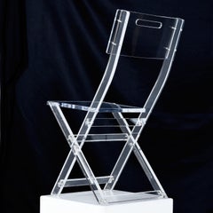 Modern Solid Lucite Acrylic Folding Dining Chair Set, circa 1980s