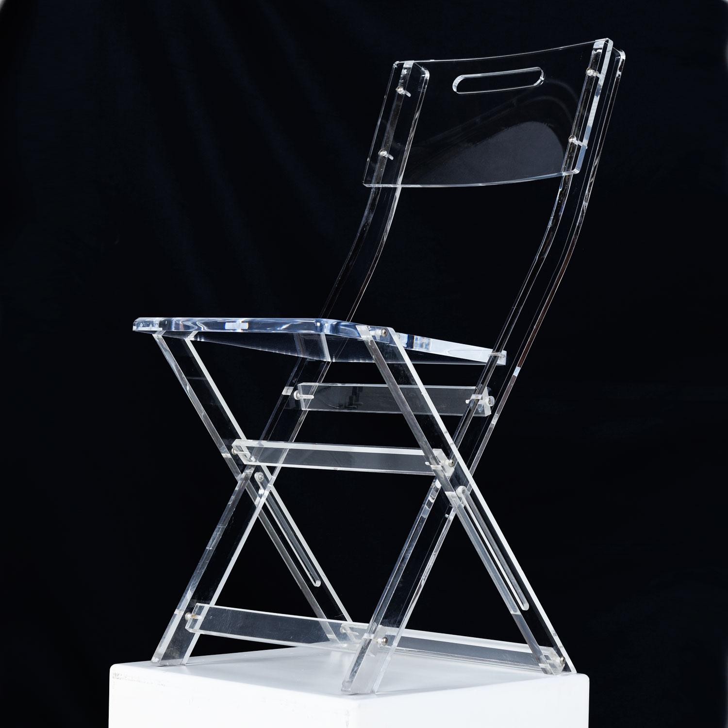 Mid-Century Modern Modern Solid Lucite Acrylic Folding Dining Chair Set, circa 1980s