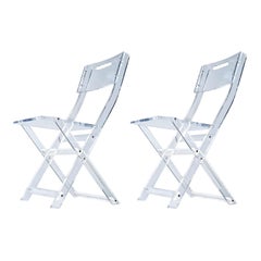 Modern Solid Lucite Acrylic Folding Dining Chair Set, circa 1980s