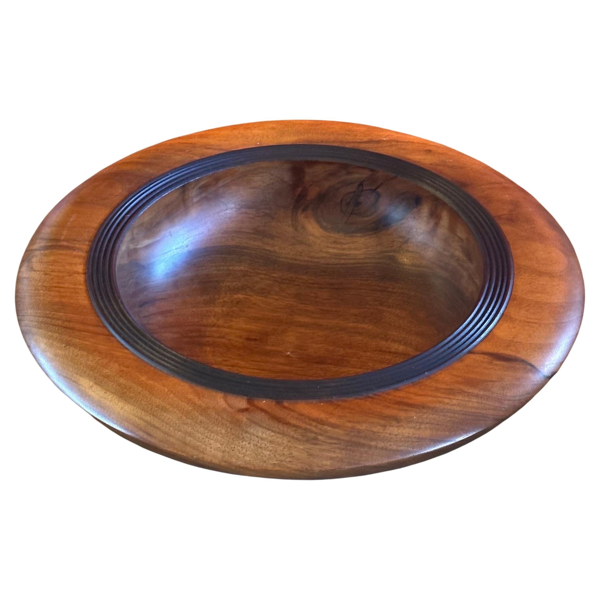 Modern Solid New Zealand Walnut Bowl / Centerpiece For Sale