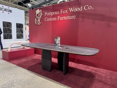 Modern Solid Oak 8 Foot Dining Table with Copper Leaf Inlay