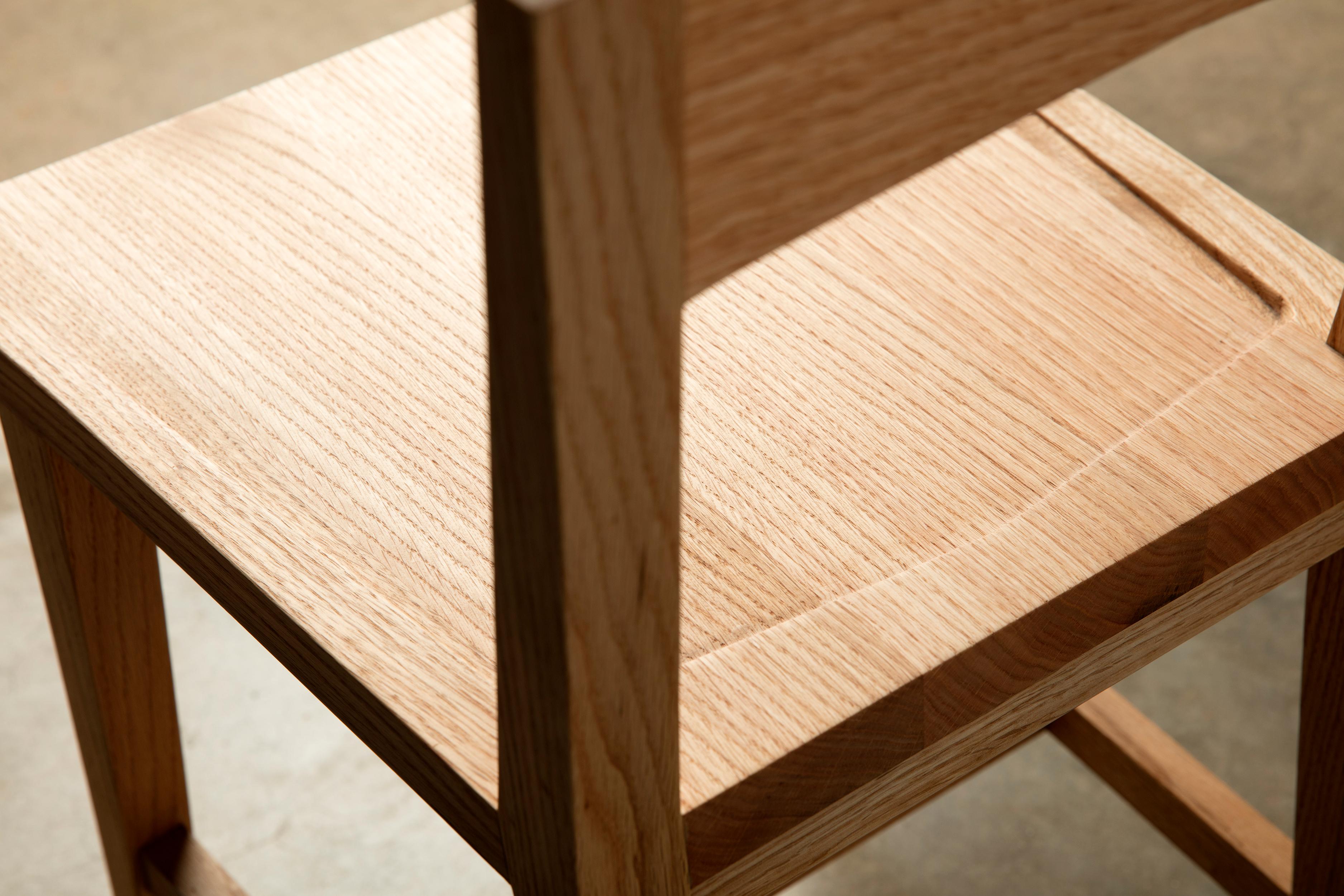 Sedia moderna in rovere massiccio con finitura trasparente a Oak per sedute da pranzo e da scrittura in vendita 3