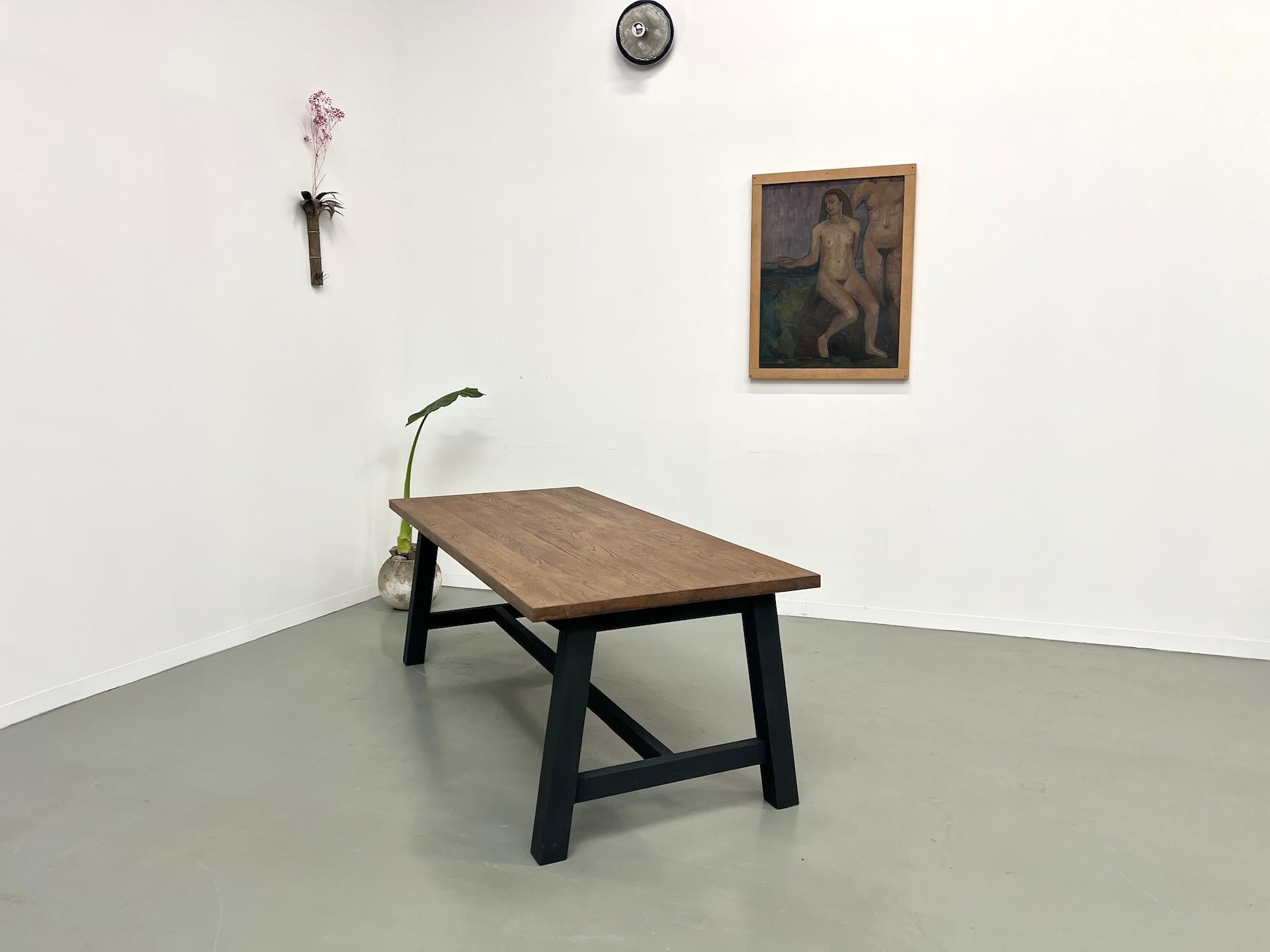 Modern solid oak dining table For Sale 12