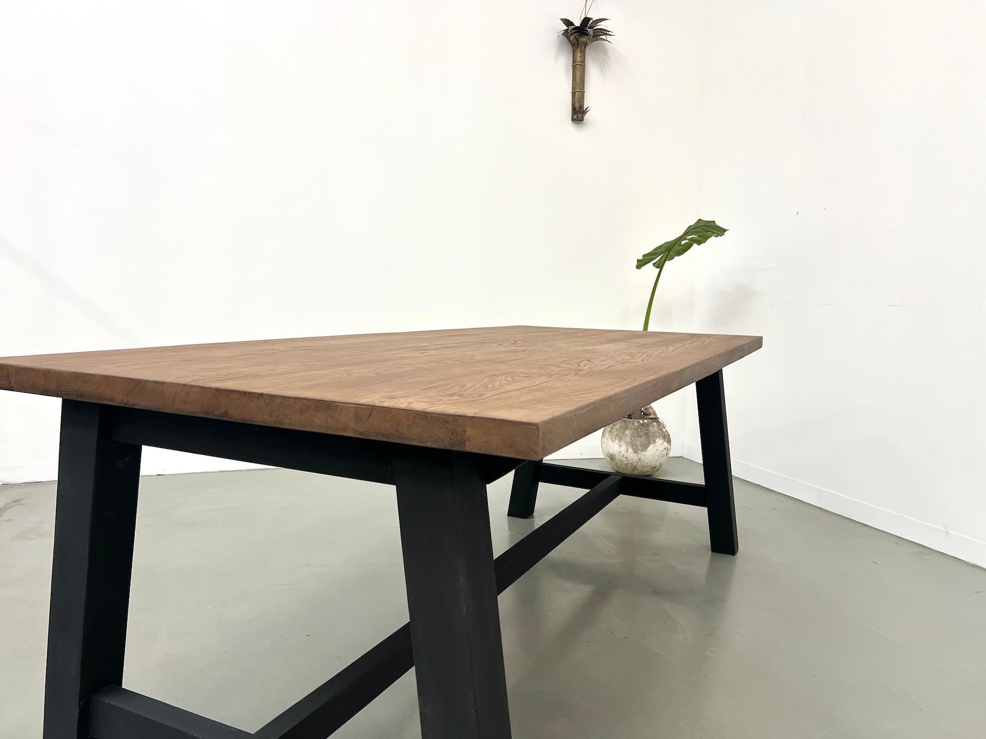Modern solid oak dining table For Sale 14