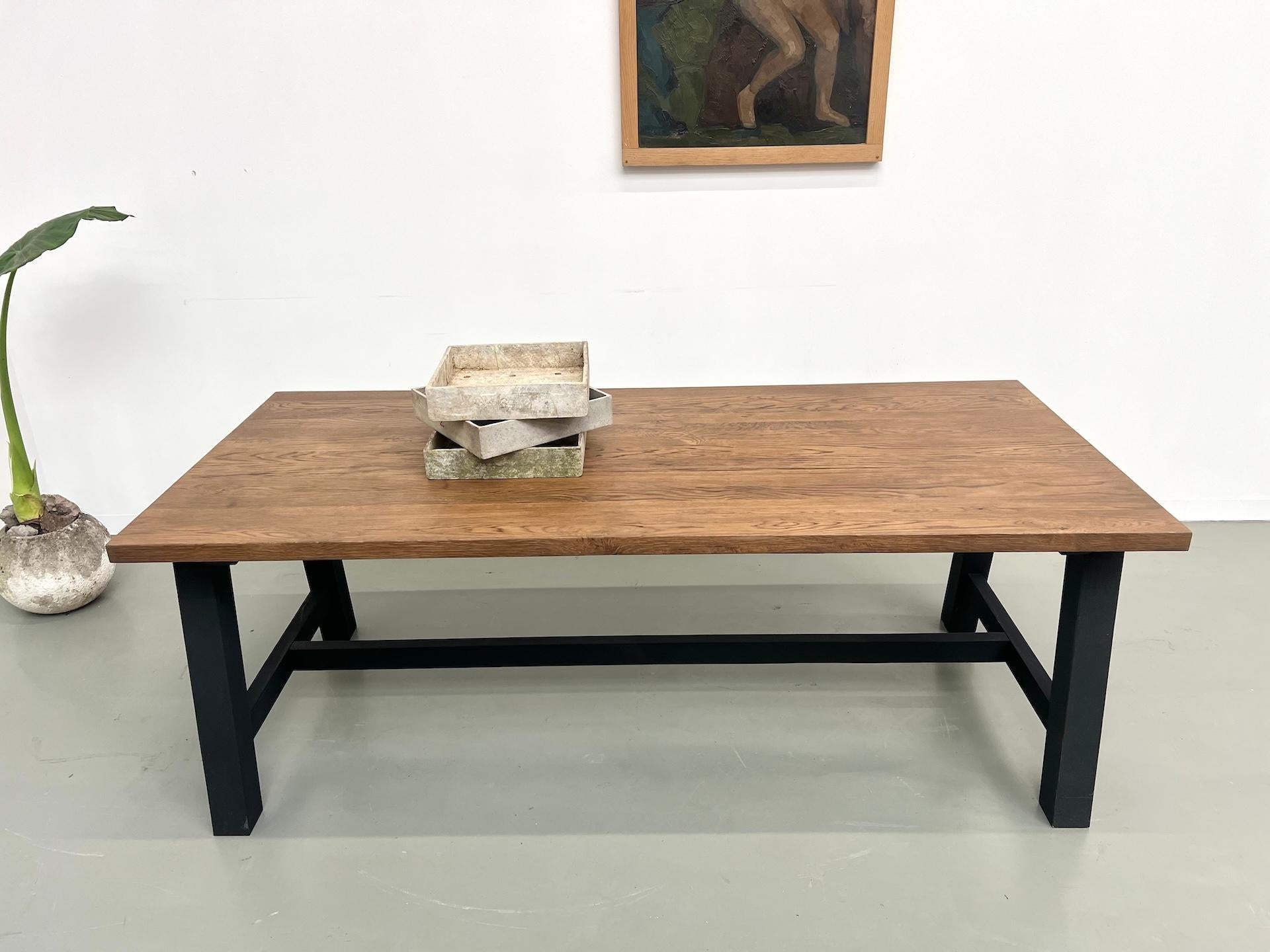 French Modern solid oak dining table For Sale
