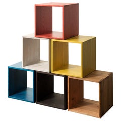Modular Modern Solid Oakwood Cocktail Cubes with Bronze Details (price per unit)