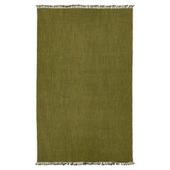 Modern Solid Olive Green Kilim Area Rug – Handmade Flatweave Wool 10x16