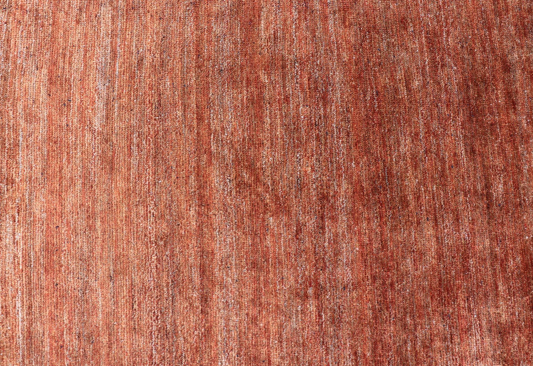 Annodato a mano Tappeto solido moderno nei toni caldi dell'arancione bruciato 9'5 x 12'2 in vendita