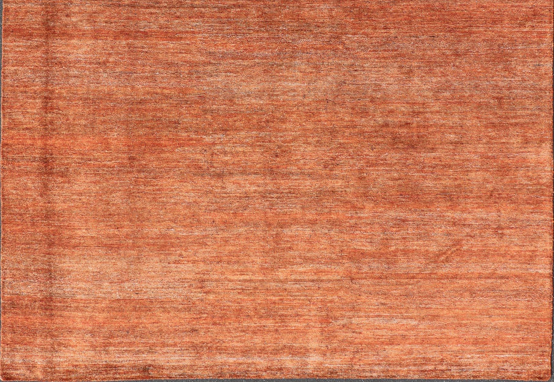 Lana Tappeto solido moderno nei toni caldi dell'arancione bruciato 9'5 x 12'2 in vendita