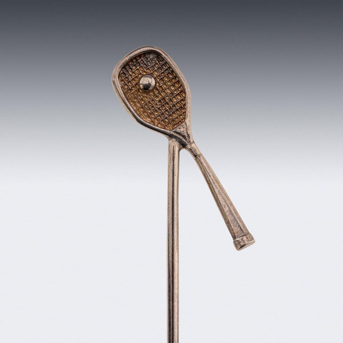 Juego moderno de 8 picos de cóctel de plata maciza con tema de tenis, Londres c.2003 Británico en venta