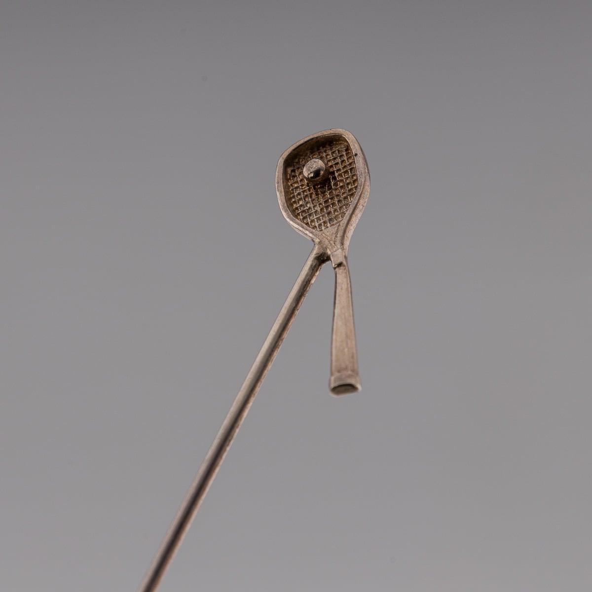 Juego moderno de 8 picos de cóctel de plata maciza con tema de tenis, Londres c.2003 en Bueno estado para la venta en Royal Tunbridge Wells, Kent