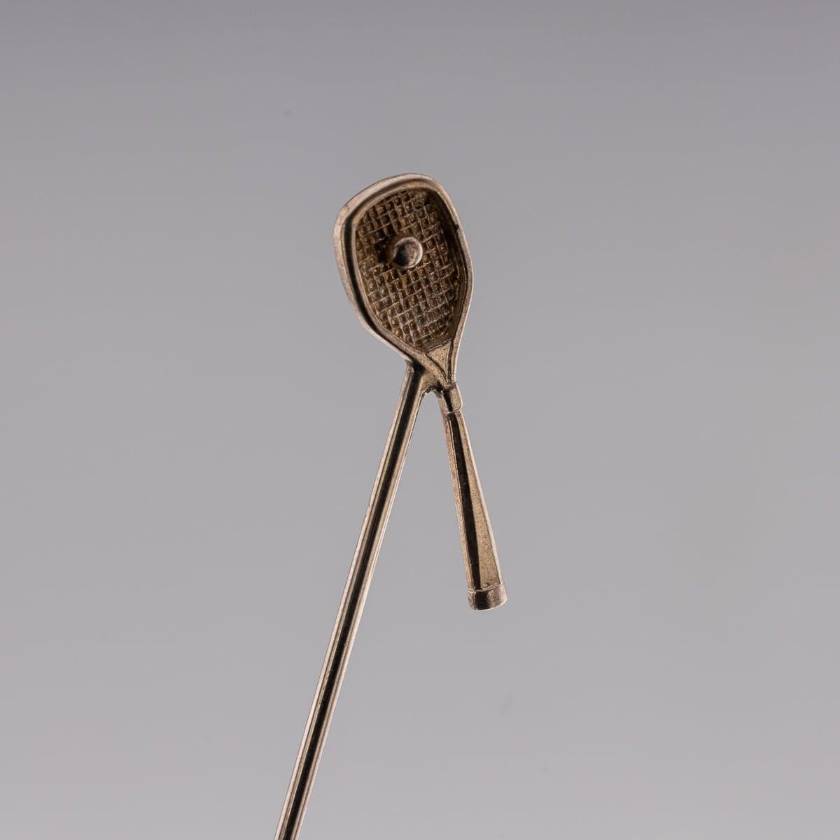 Juego moderno de 8 picos de cóctel de plata maciza con tema de tenis, Londres c.2003 Siglo XXI y contemporáneo en venta