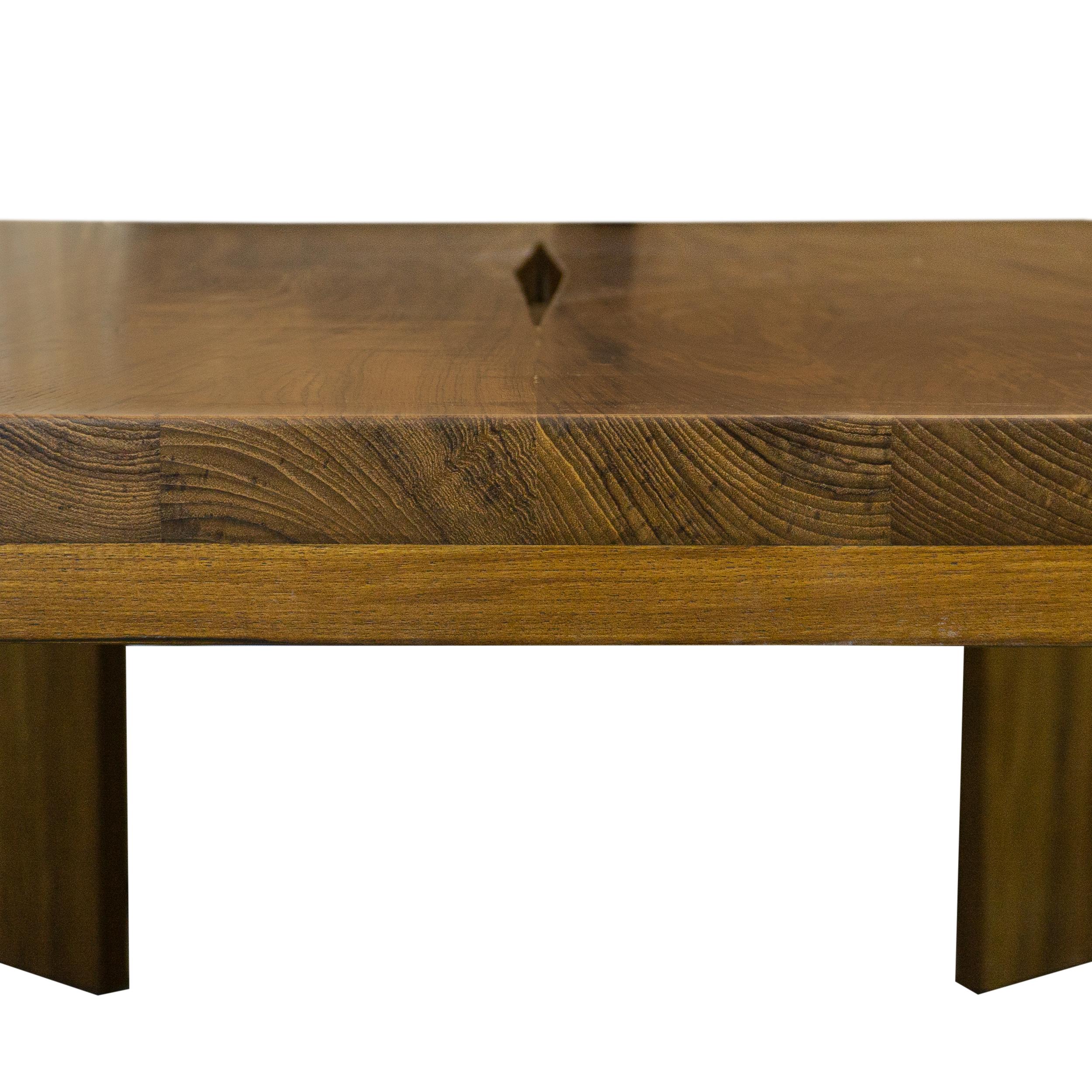 Modern Solid Teak Dining Table w/ Live Edge Feature For Sale 6