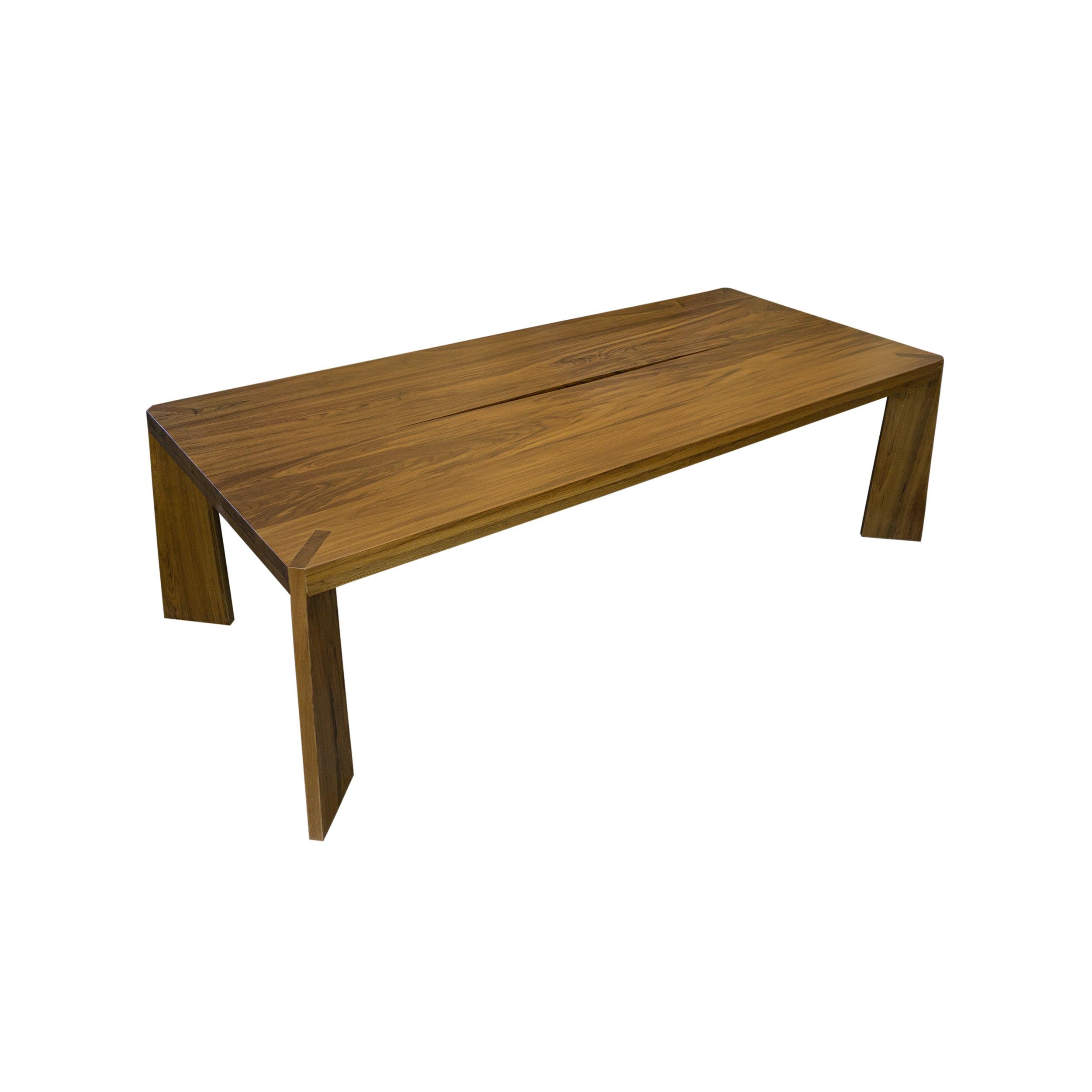 Modern Solid Teak Dining Table w/ Live Edge Feature In New Condition For Sale In Greenwich, CT
