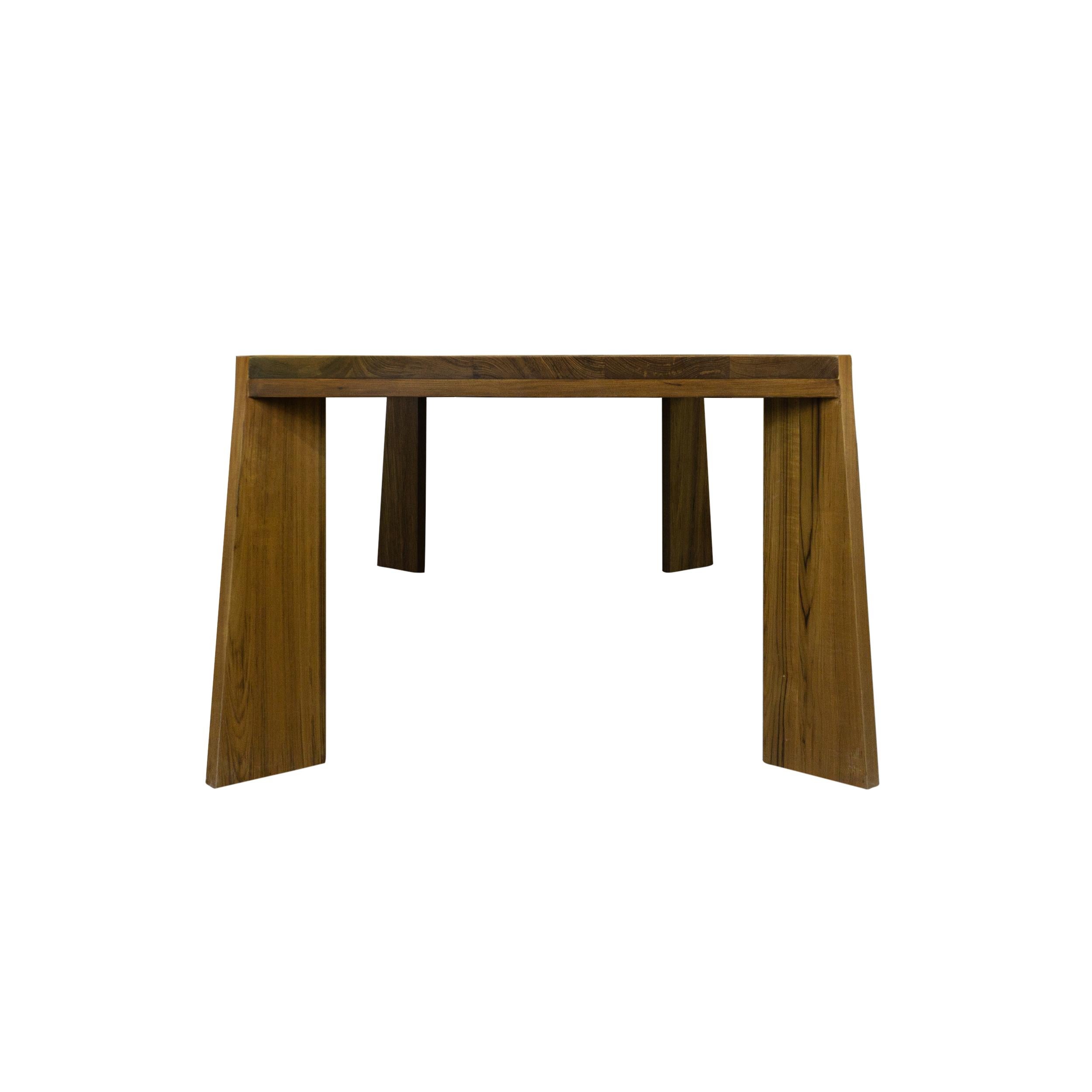 Contemporary Modern Solid Teak Dining Table w/ Live Edge Feature For Sale