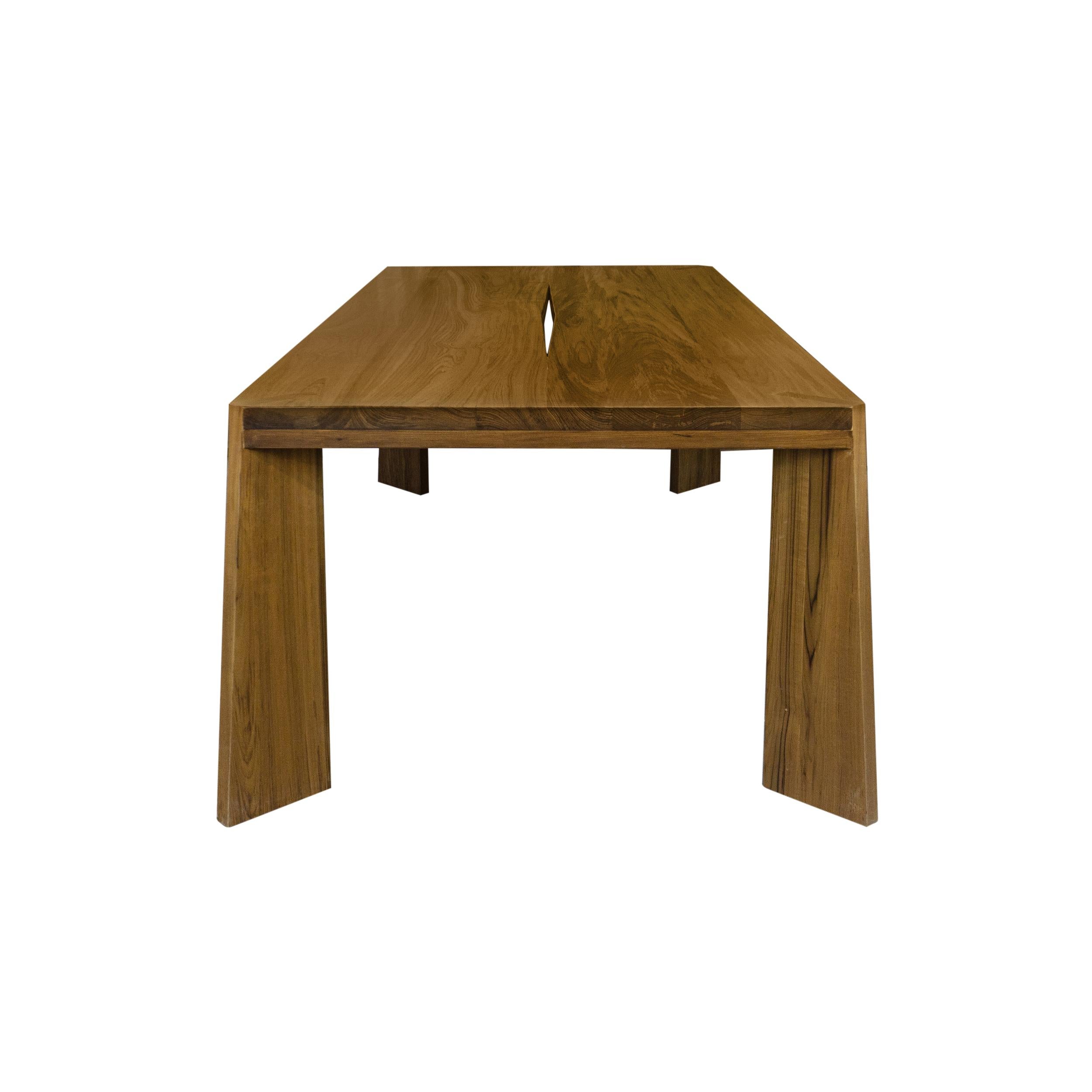 Modern Solid Teak Dining Table w/ Live Edge Feature For Sale 1