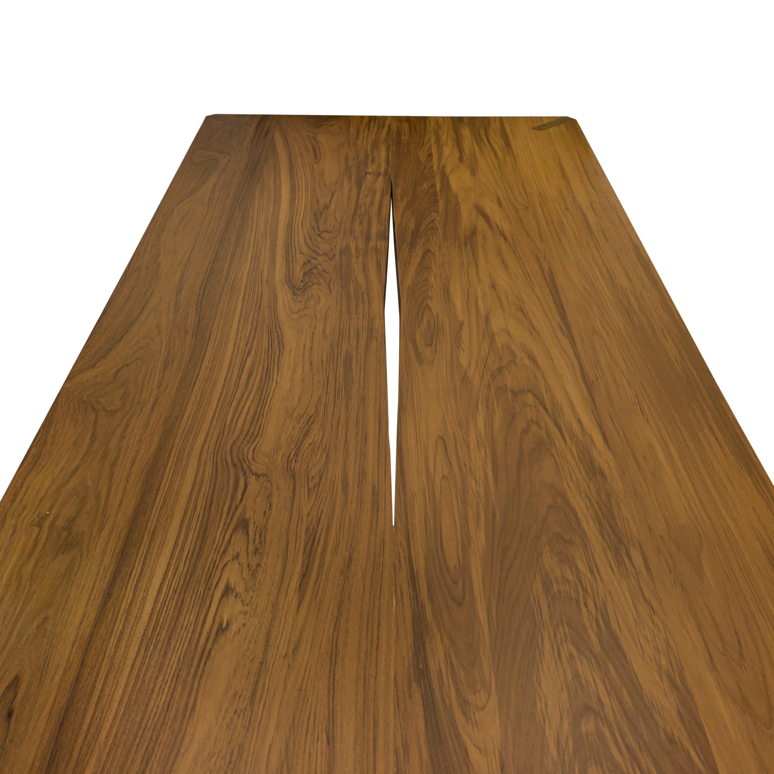 Modern Solid Teak Dining Table w/ Live Edge Feature For Sale 3
