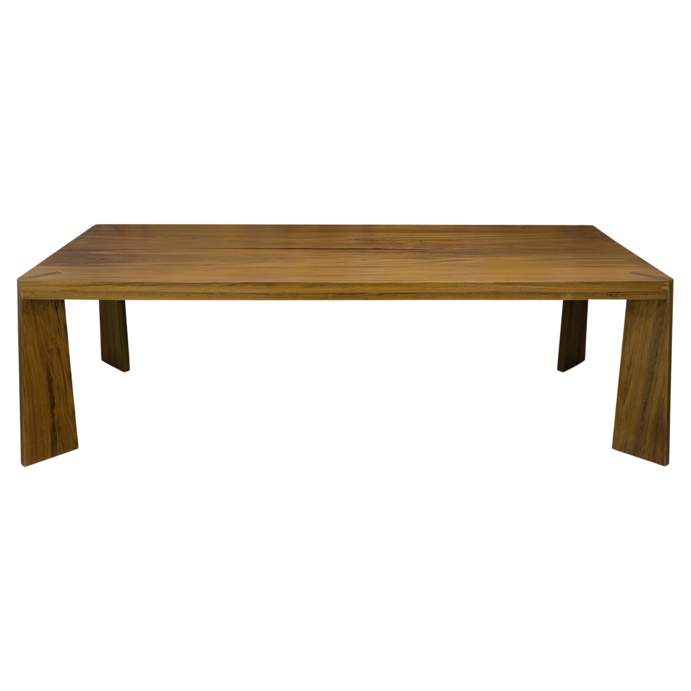 Modern Solid Teak Dining Table w/ Live Edge Feature