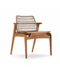 Modern Solid Teak Outdoor Dining Chair with Taupe Rope - Nowe