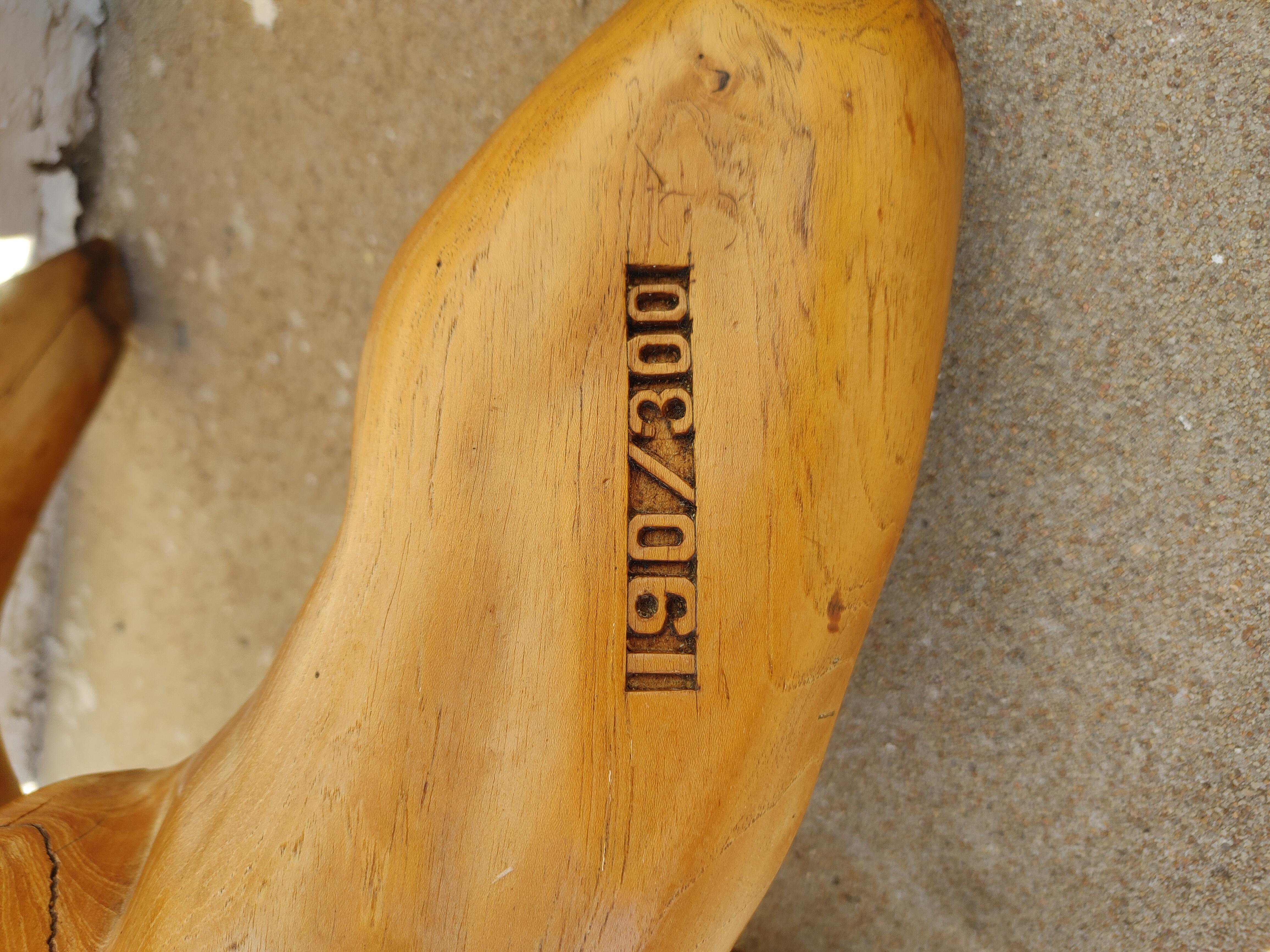 20th Century Modern Solid Teak Root Table/Bench