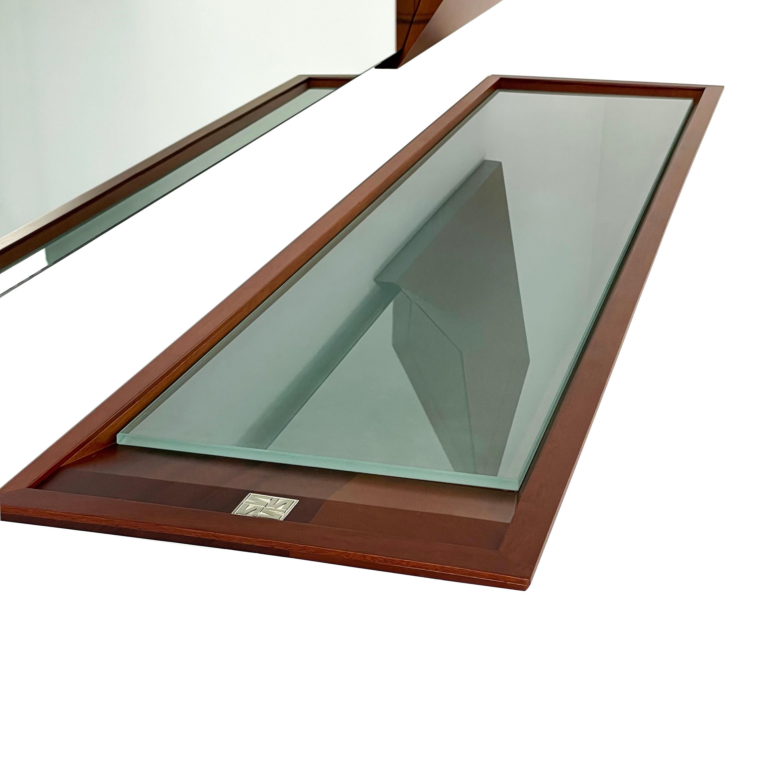 Modern Solid Wood and Glass Entry Mirror Console by Pierre Sarkis In New Condition In Guatemala City, Central America