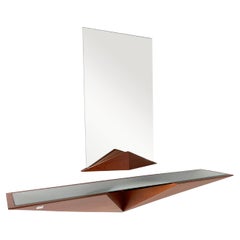 Modern Solid Wood and Glass Entry Mirror Console by Pierre Sarkis