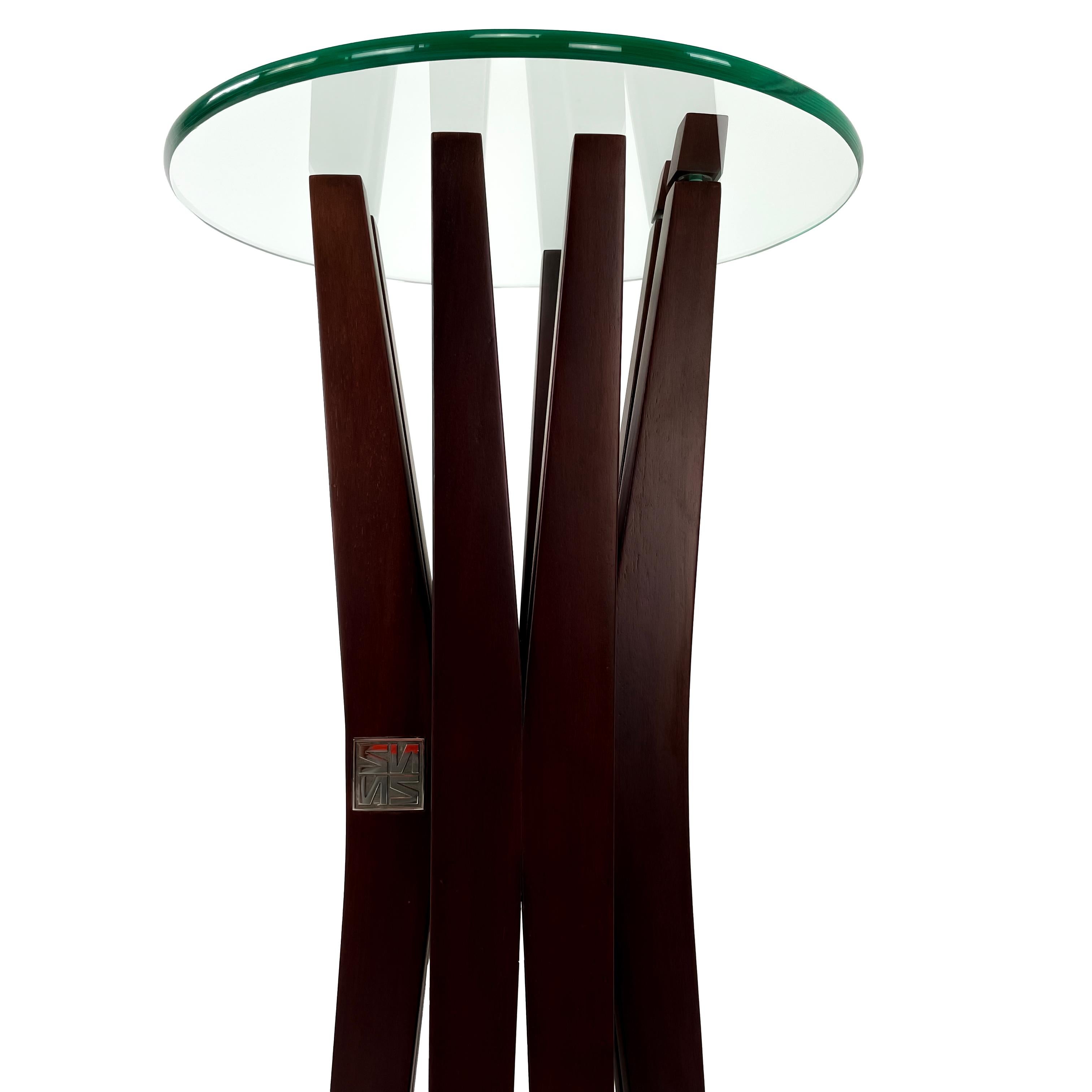 Modern Solid Wood and Glass Pedestal Table by Pierre Sarkis In New Condition For Sale In Guatemala City, Central America