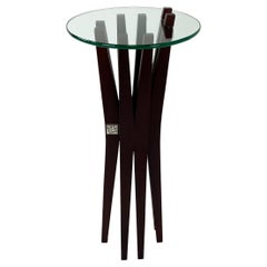 Modern Solid Wood and Glass Pedestal by Pierre Sarkis