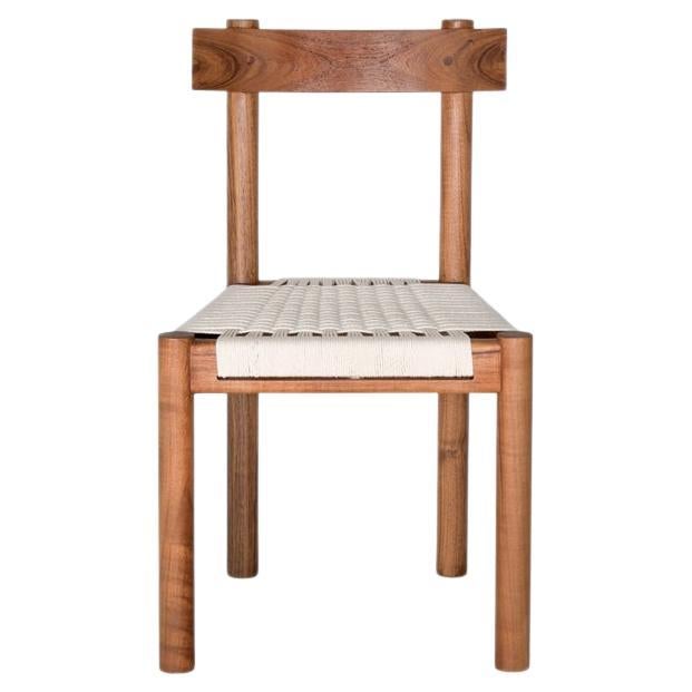 Modern Solid Wooden Chair with Hand-Woven Seat